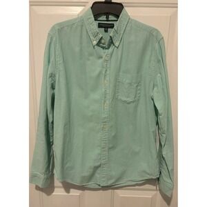Aéropostale Shirt Button Up Men's Medium Green White‎ Striped Long Sleeve M